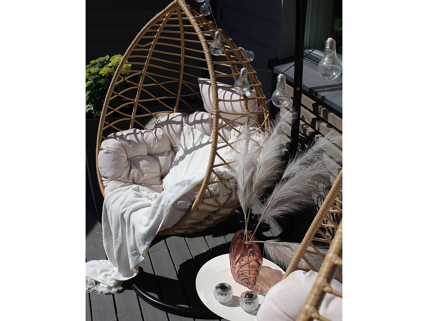 Hängesessel mit Gestell ARSITA Polyrattan Naturfarben