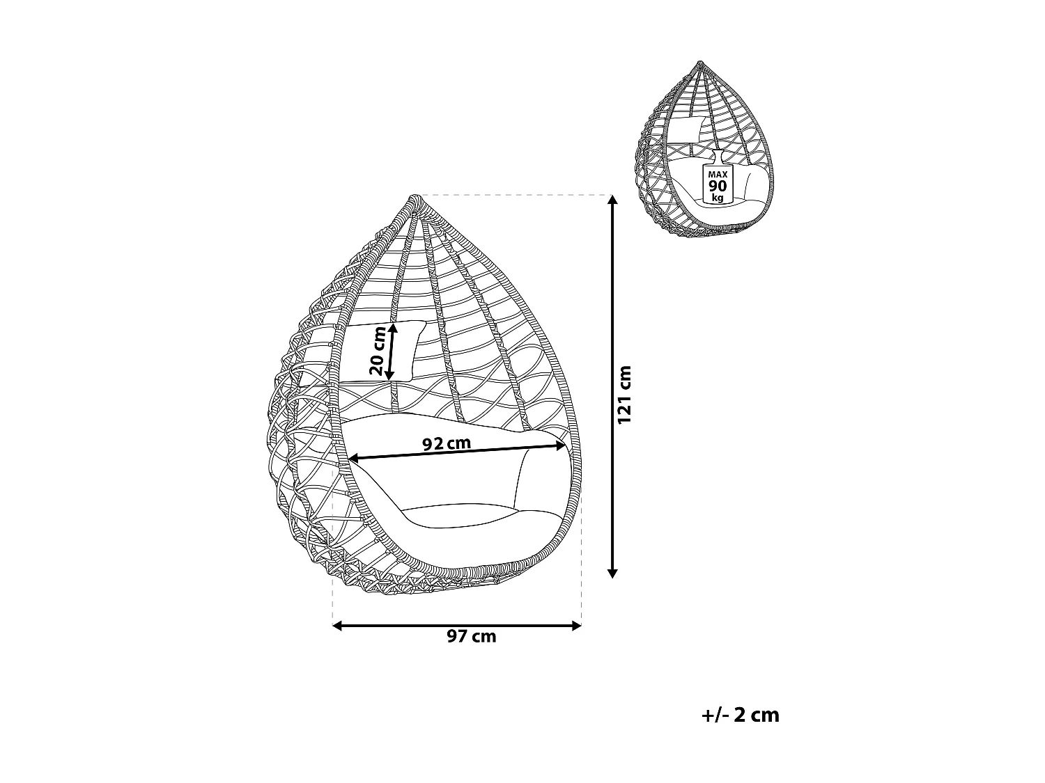 Hangstoel ARSITA Natuurlijk
