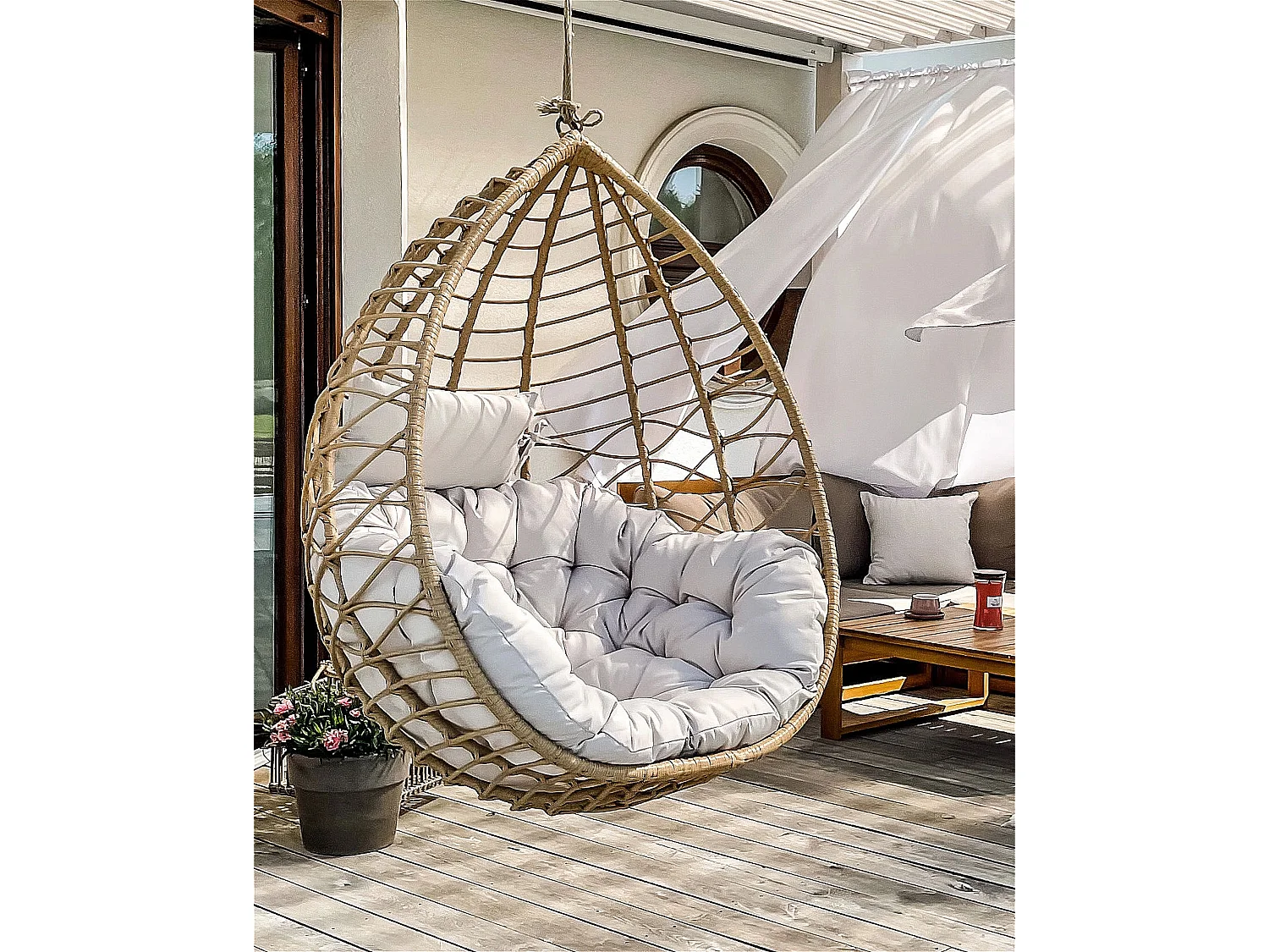 Hängesessel ARSITA Polyrattan Naturfarben