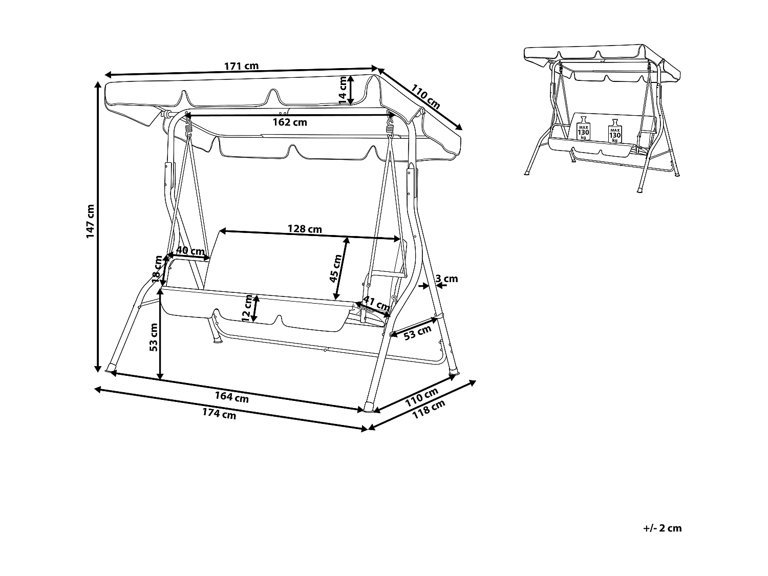 Balancelle de jardin CHAPLIN Métal Gris foncé