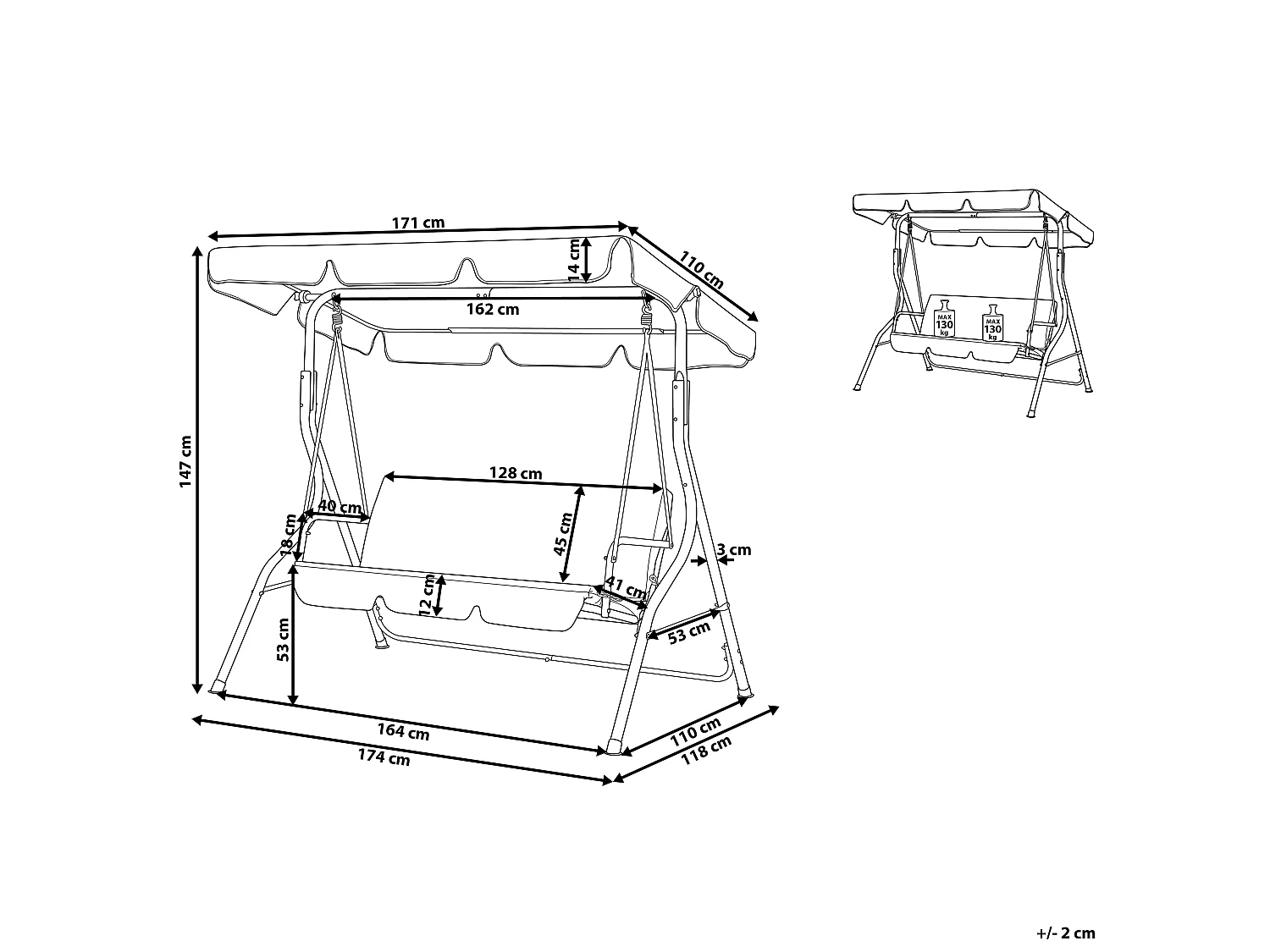 Schommelbank Polyester Donkergrijs CHAPLIN