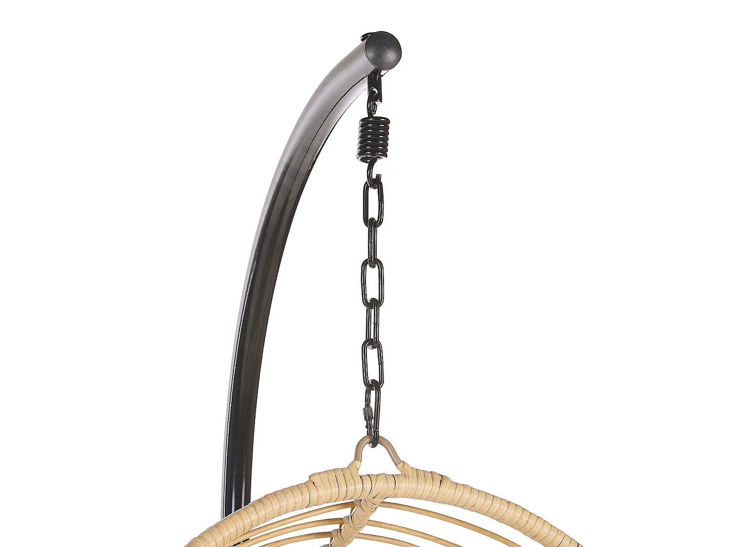 Moderner Hängekorbsessel Rattan mit schwarzem Gestell inkl. Kissen Beige Casoli