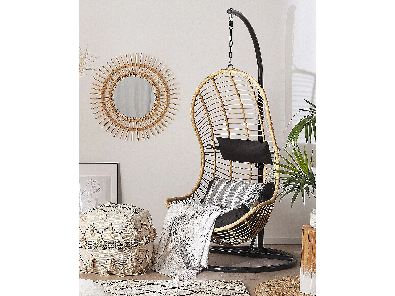 Fauteuil suspendu avec support PINETO Naturel