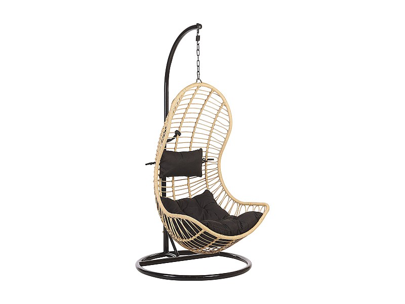 Cadeira suspensa em rattan cor natural com suporte PINETO