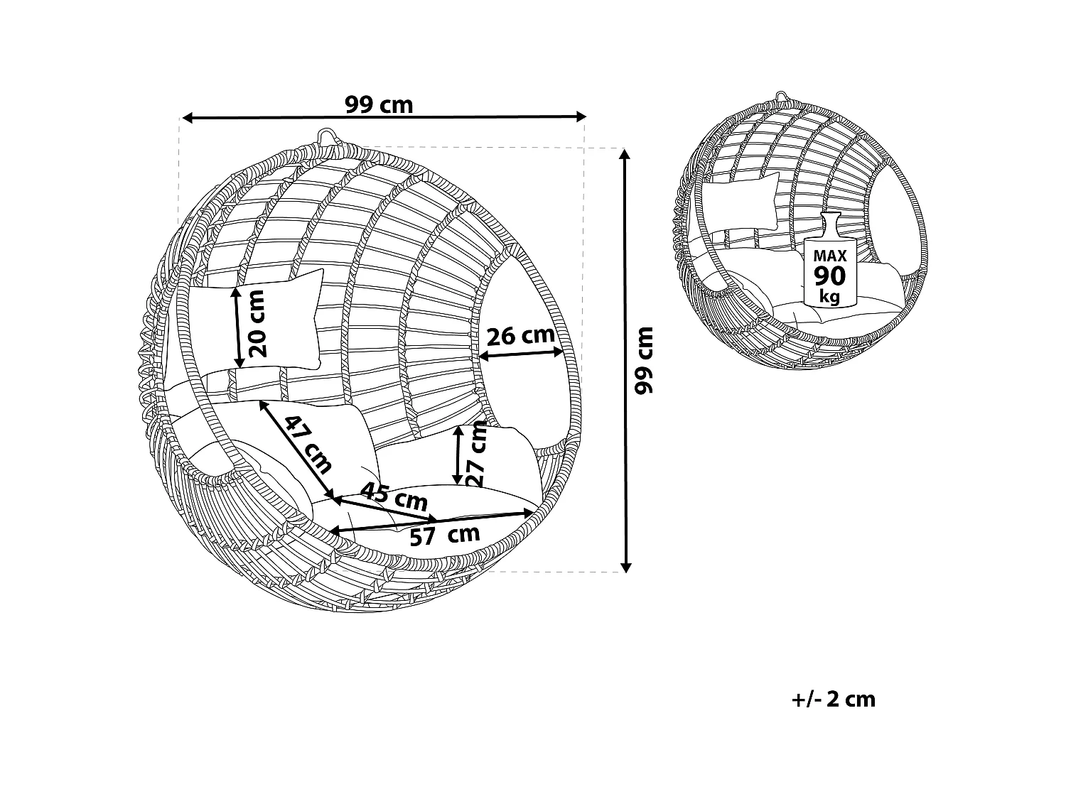 Silla colgante ASPIO Negro