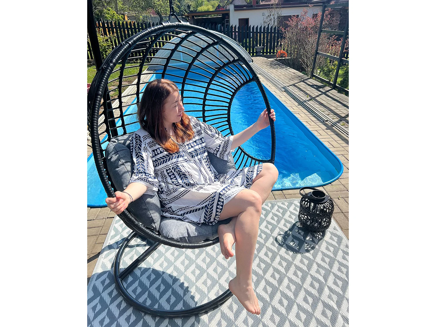 Hängesessel ASPIO Polyrattan Schwarz