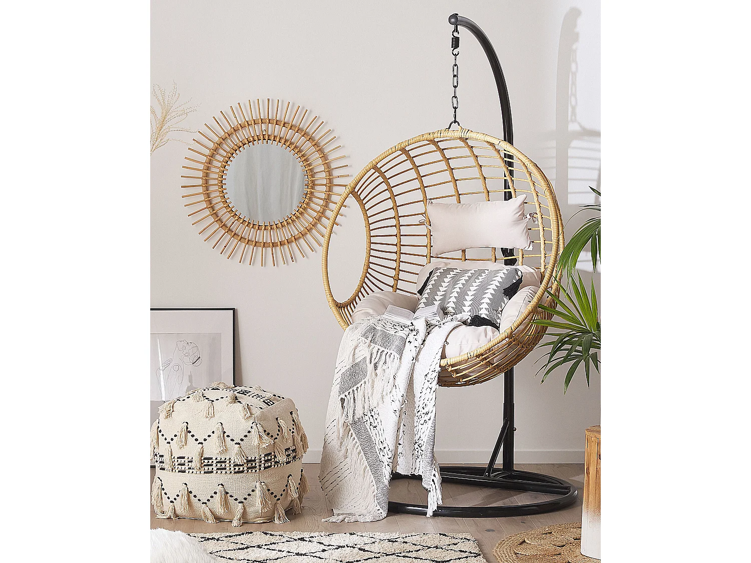 Fauteuil suspendu avec support ASPIO Naturel