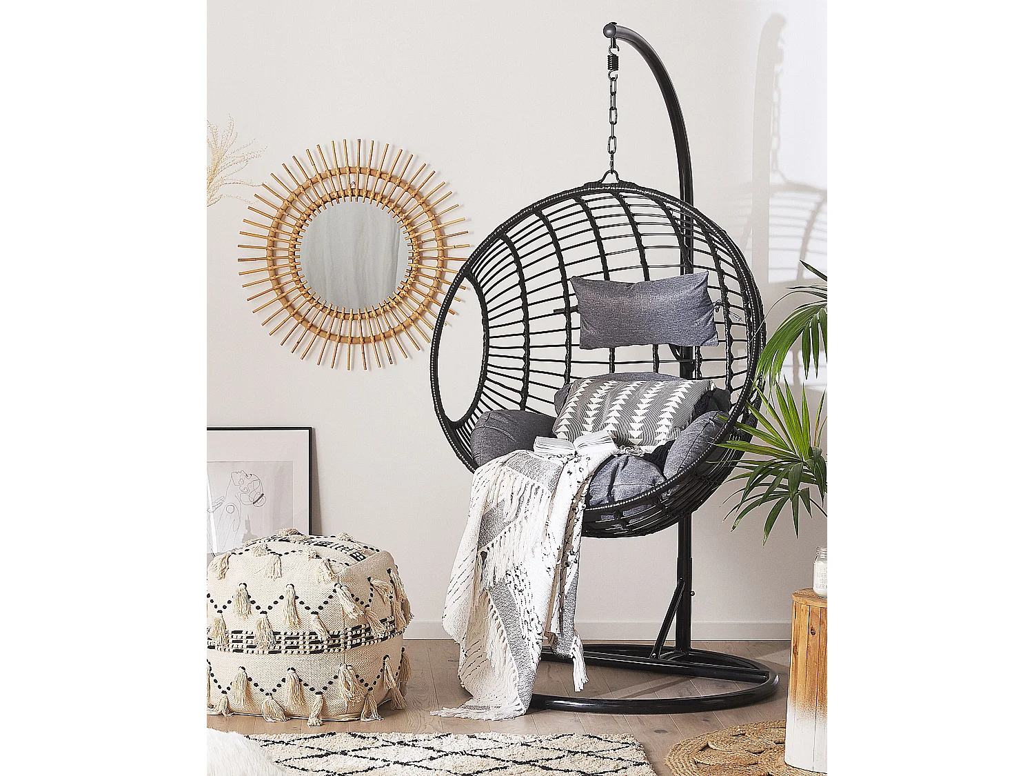 Fauteuil suspendu avec support ASPIO Noir