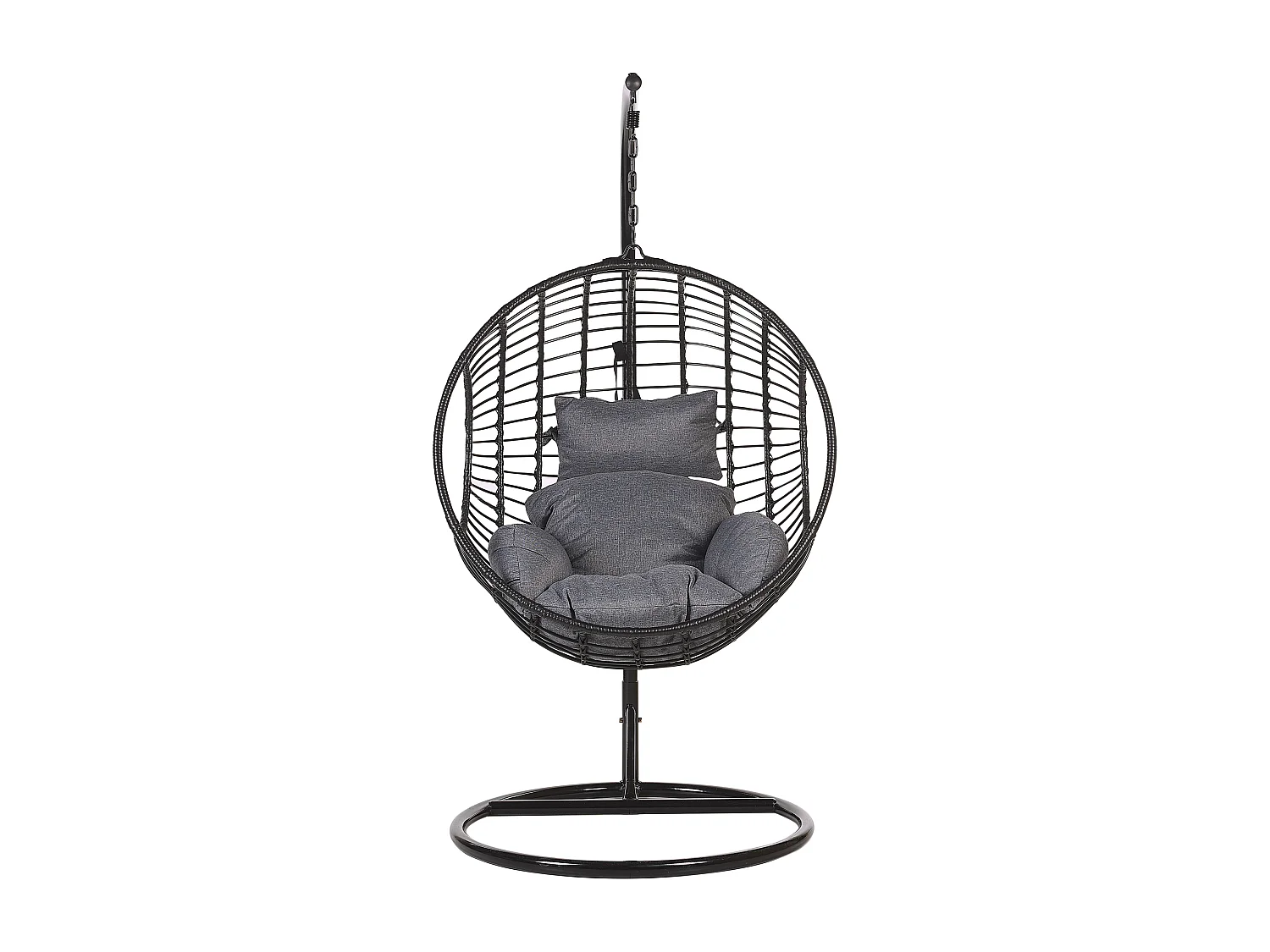 Moderner Hängekorbsessel Rattan mit schwarzem Gestell inkl. Kissen Schwarz Aspio