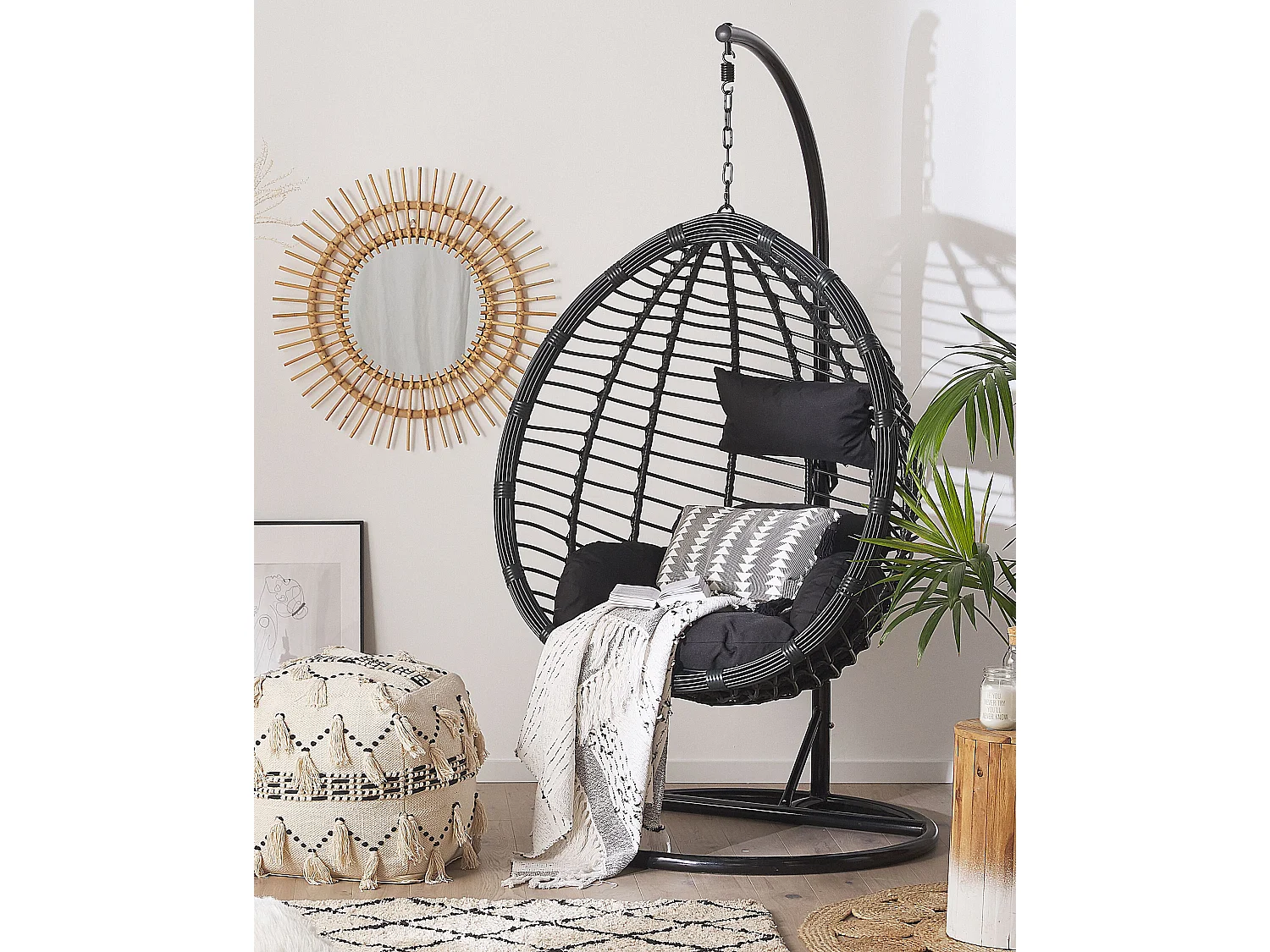 Silla colgante con soporte TOLLO Negro
