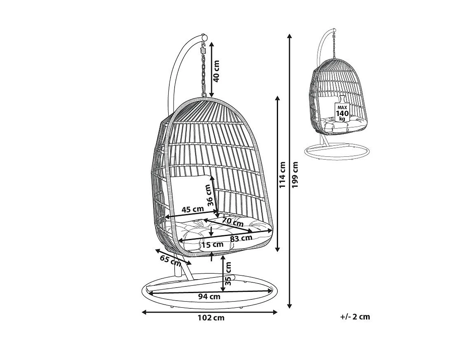 Hängesessel mit Gestell ALLERA Metall Weiss