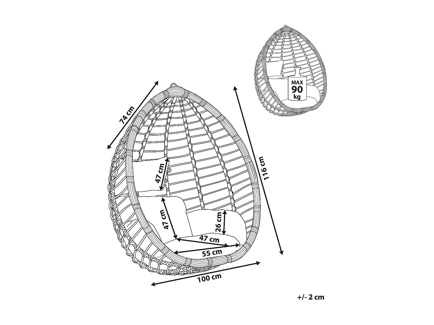 Cadeira suspensa TOLLO Preto