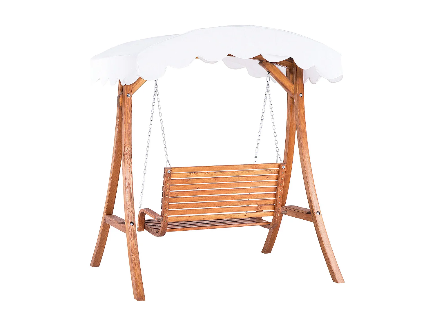 Gartenschaukel Lärchenholz dunkelbraun Sonnendach beige für 2 Personen Andria