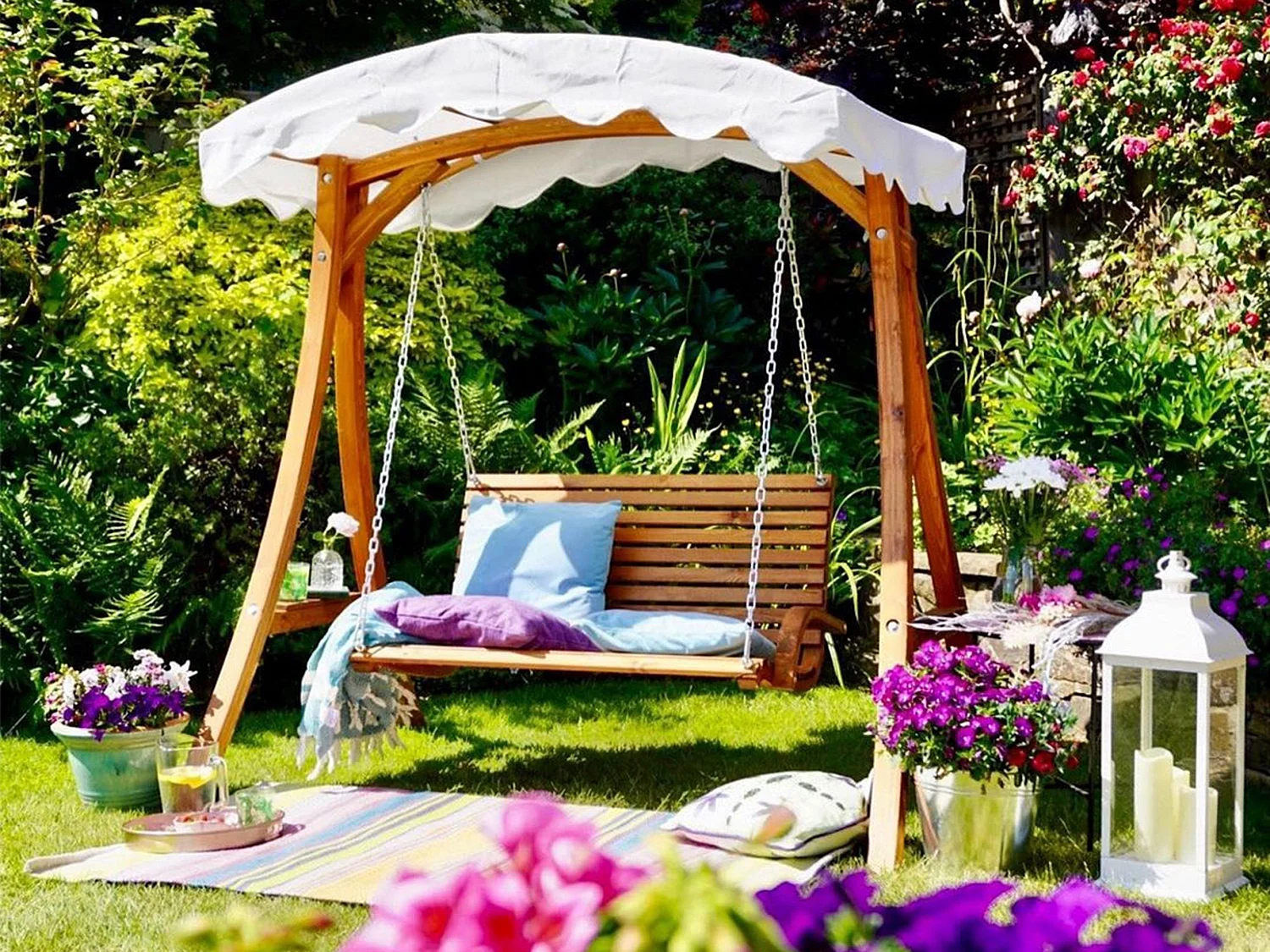 Balancelle de jardin ANDRIA Bois Marron