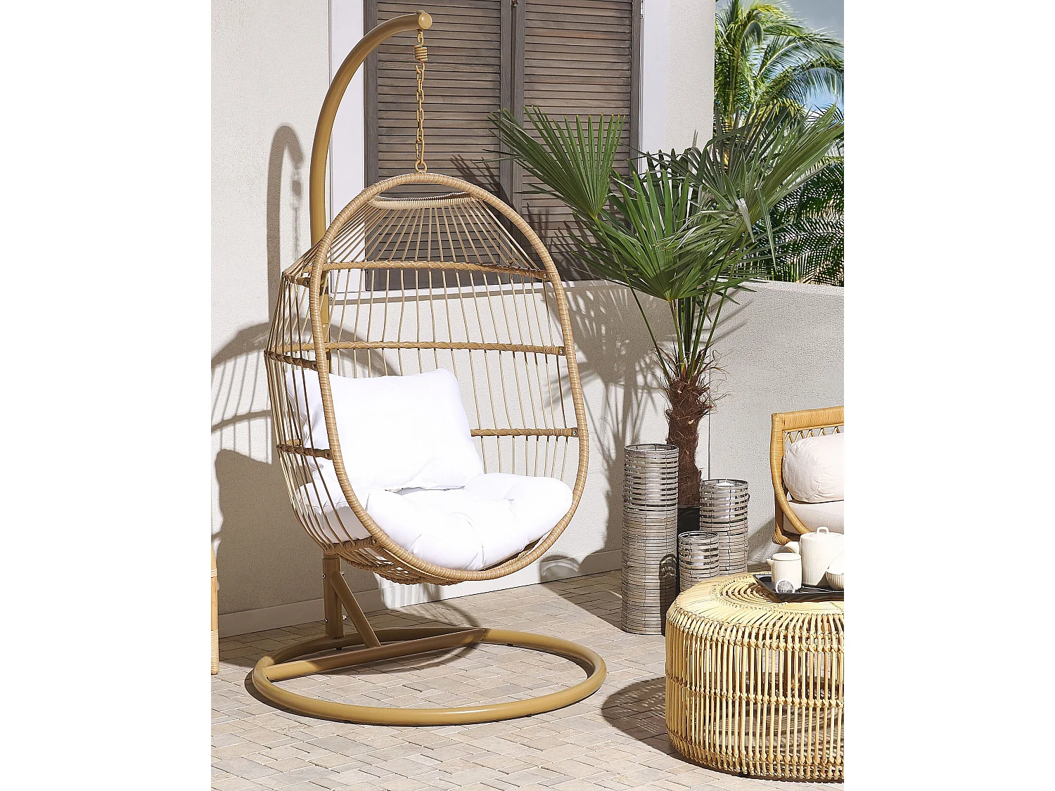 Fauteuil suspendu avec support ALBA Polyrotin Naturel