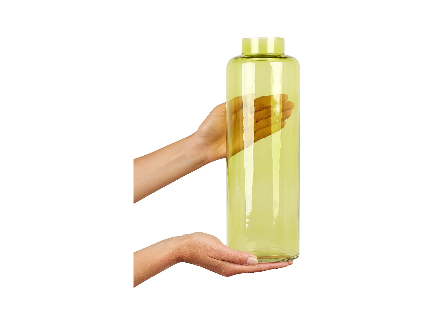 Hohe Dekovase aus gefärbtem Glas 33 cm grün Dekogefäß Makhani