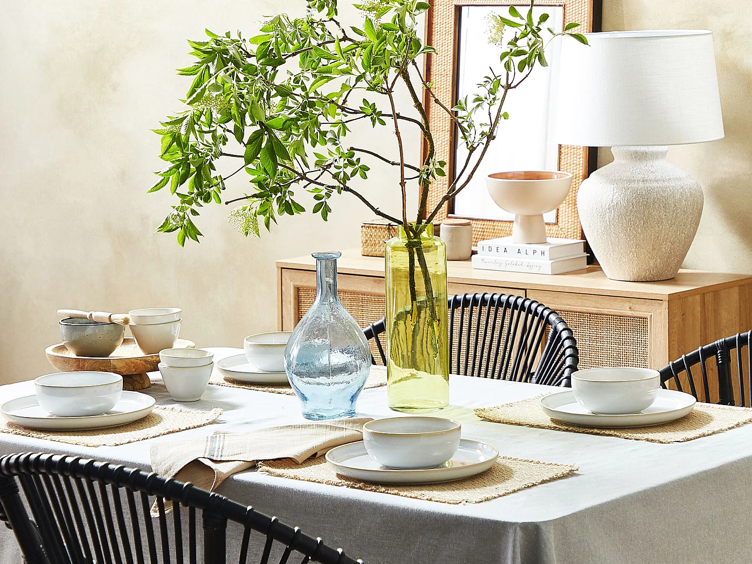 Wazon dekoracyjny MAKHANI Szkło 33 cm Limonkowy