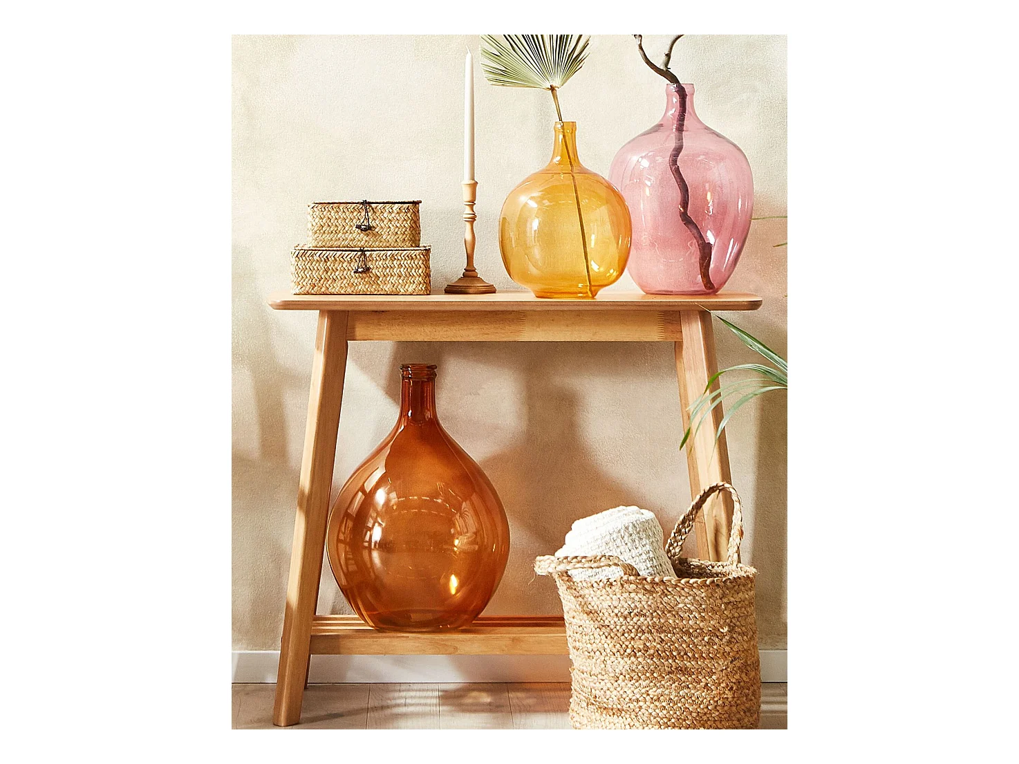 Decovaas CHATNI Glas 48 cm Goudbruin