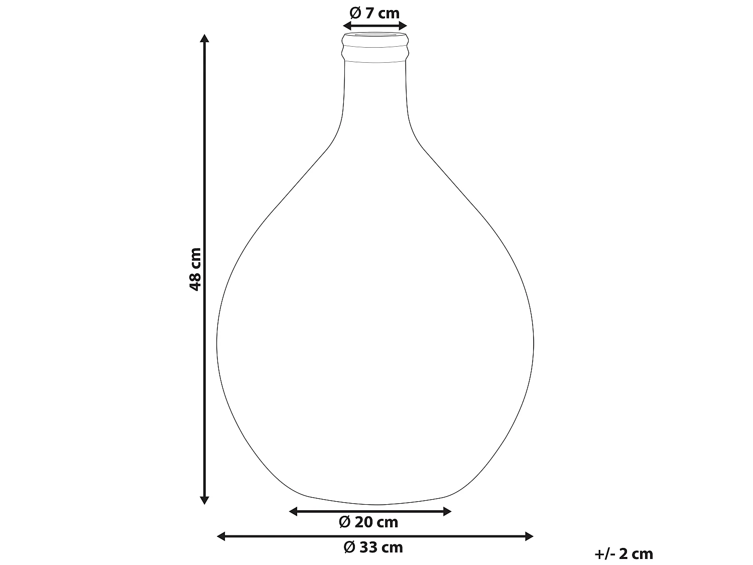 Runde Dekovase aus gefärbtem Glas handgefertigt goldbraun 48 cm Chatni