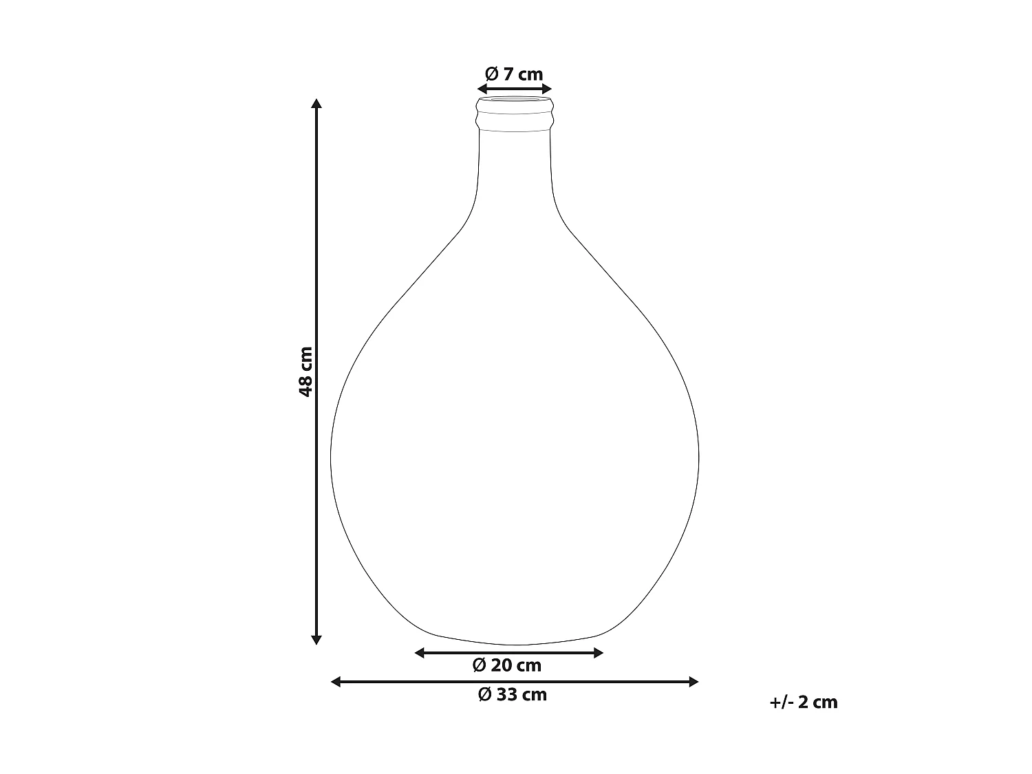Runde Dekovase aus gefärbtem Glas handgefertigt goldbraun 48 cm Chatni