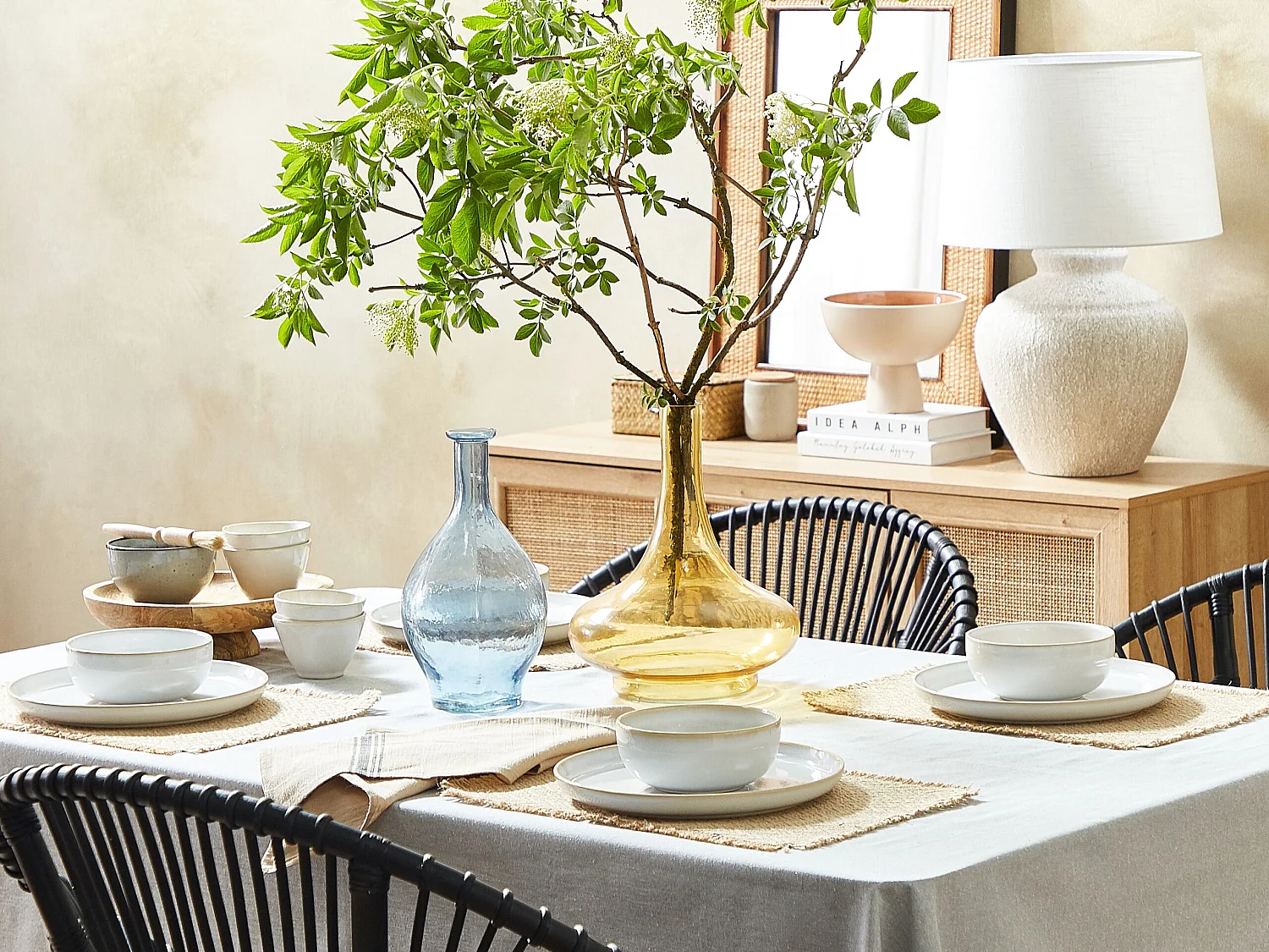 Gefärbte Dekovase Glas Tischdekoration 30 cm gelb Paneer