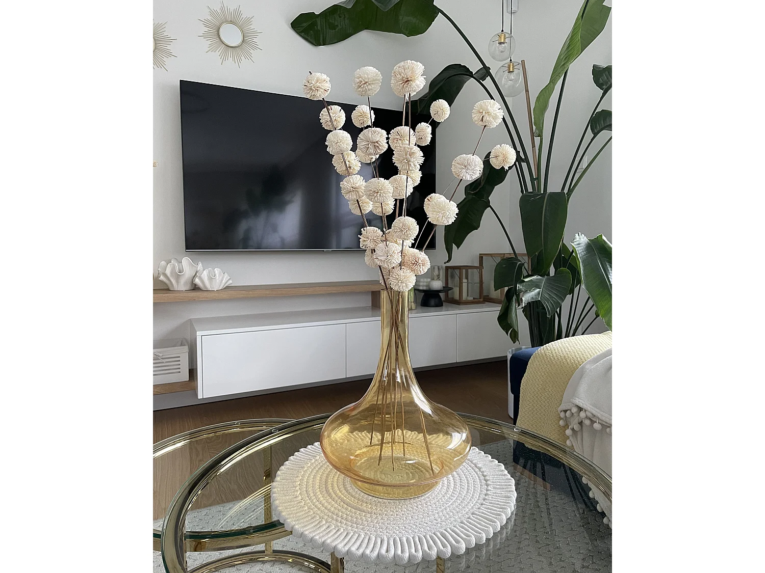 Dekovase PANEER Glas 30 cm Gelb