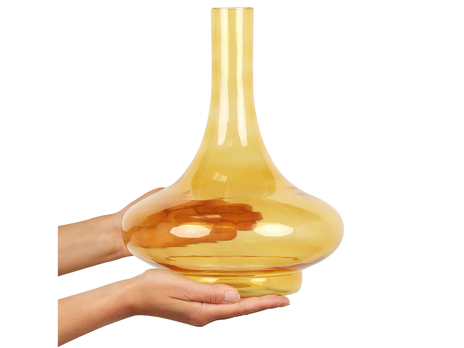 Gefärbte Dekovase Glas Tischdekoration 30 cm gelb Paneer