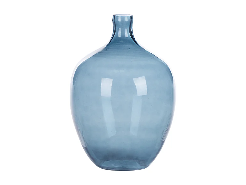 Runde Blumenvase aus gefärbtem Glas handgefertigt blau 39 cm Roti