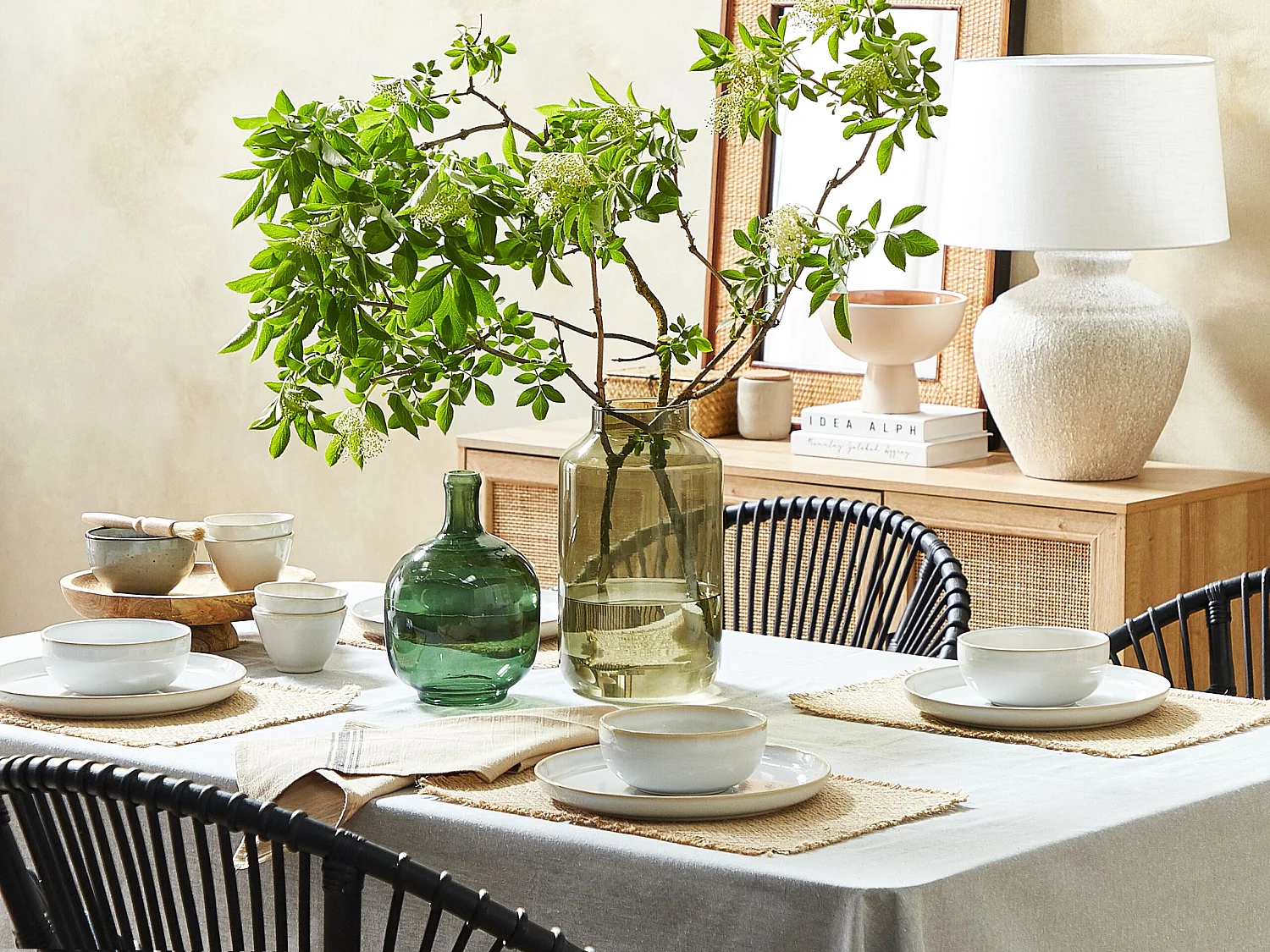 Vase décoratif DHOKLA Verre 30 cm Vert olive