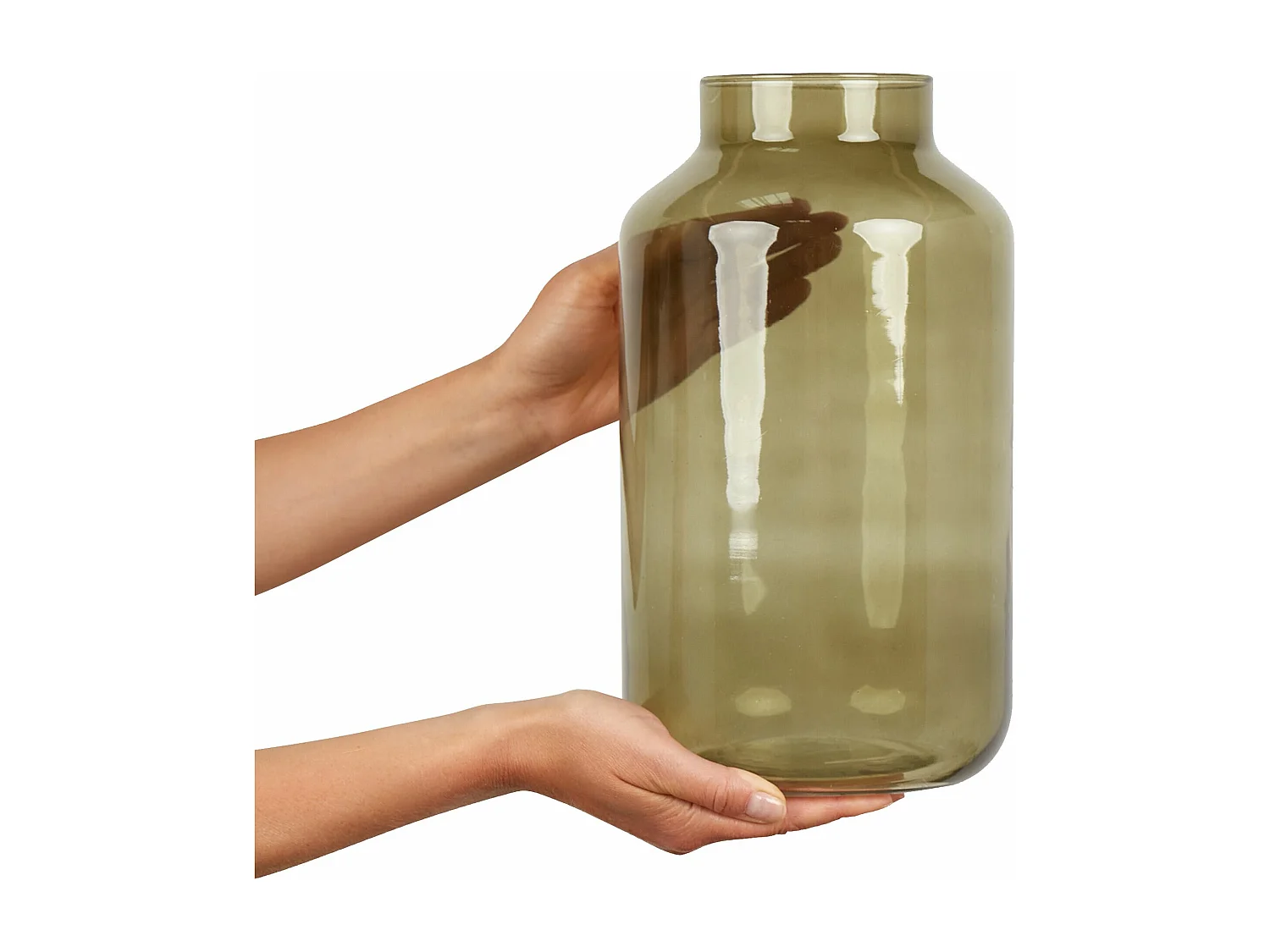 Dekovase DHOKLA Glas 30 cm Olivgrün