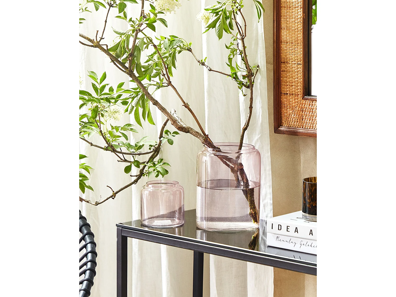 Set aus 2 dekorativen Vasen aus farbigem Glas 11 / 20 cm rosa Rasam