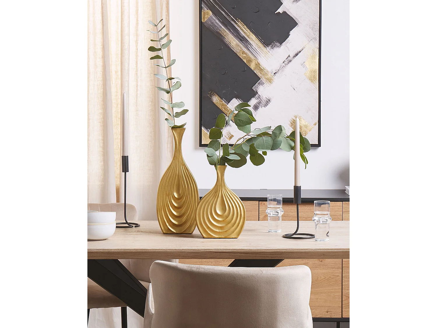 Vase décoratif THAPSUS Céramique 39 cm Doré