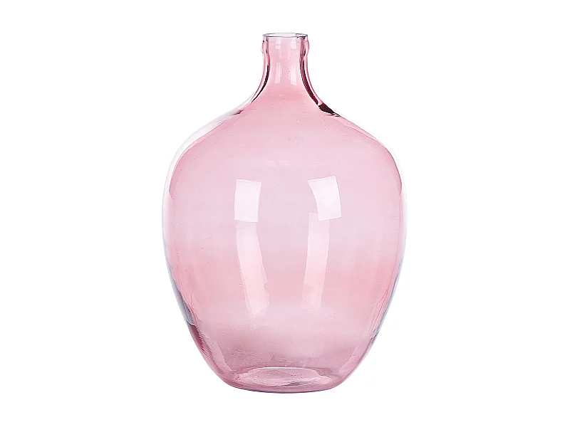 Runde Blumenvase aus gefärbtem Glas handgefertigt rosa 39 cm Roti