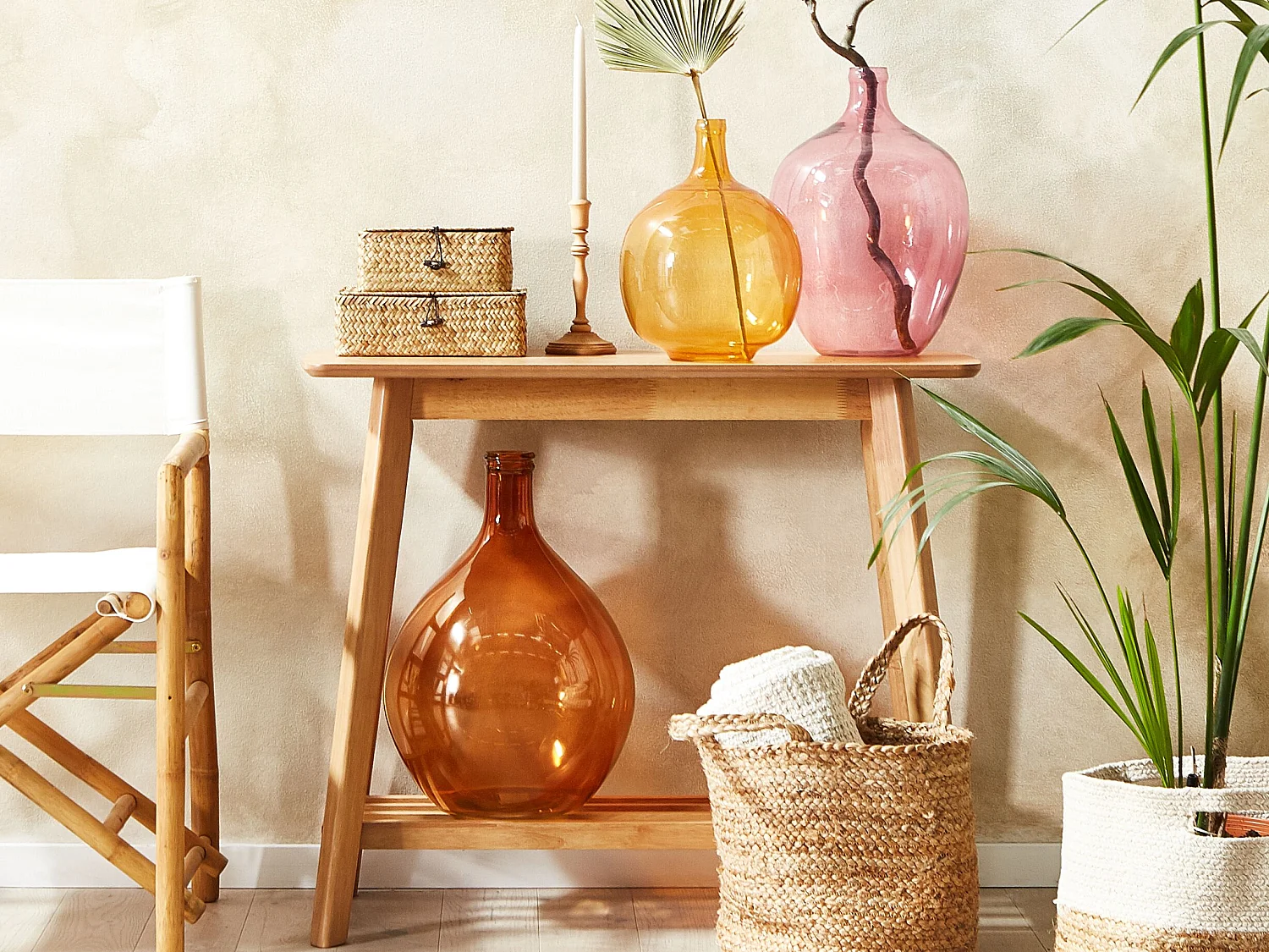 Vase à fleurs ROTI Verre 39 cm Rose