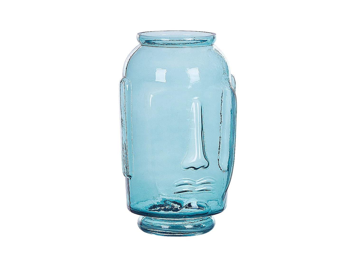 Gefärbte Dekovase Glas mit Gesichtsmotiv Tischdekoration 31 cm blau Sambar