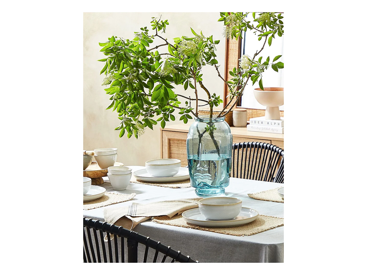 Wazon dekoracyjny SAMBAR Szkło 31 cm Niebieski