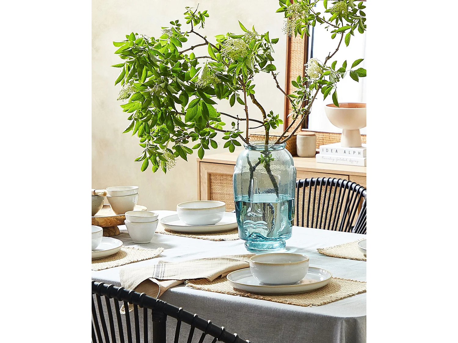 Dekovase SAMBAR Glas 31 cm Blau