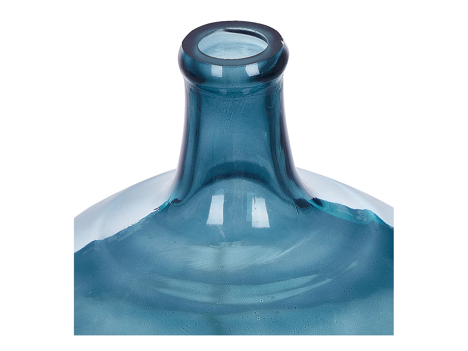 Runde Dekovase aus gefärbtem Glas handgefertigt blau 31 cm Chappathi