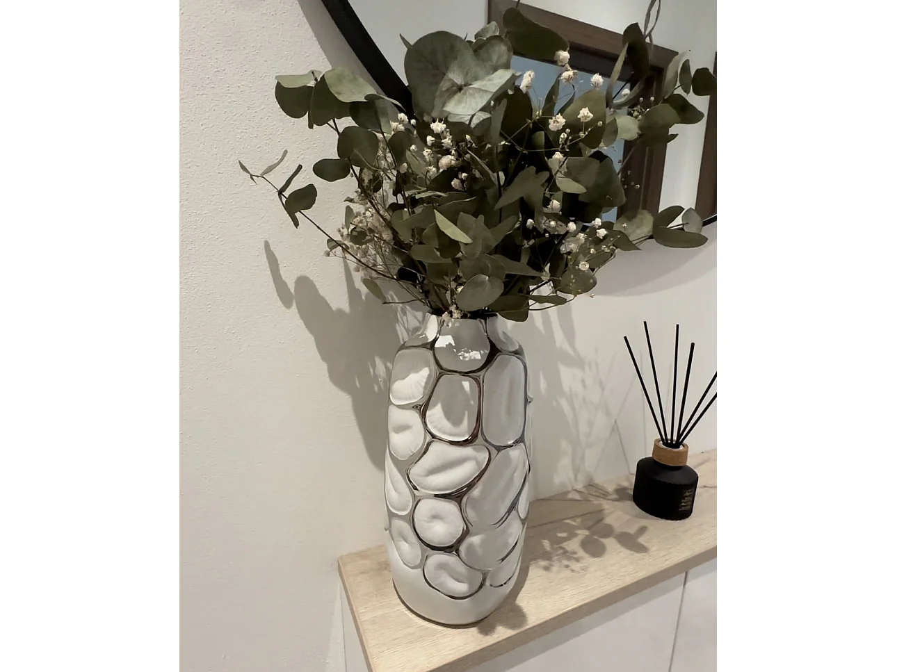 Dekovase CENABUM Steinzeug 28 cm Weiss
