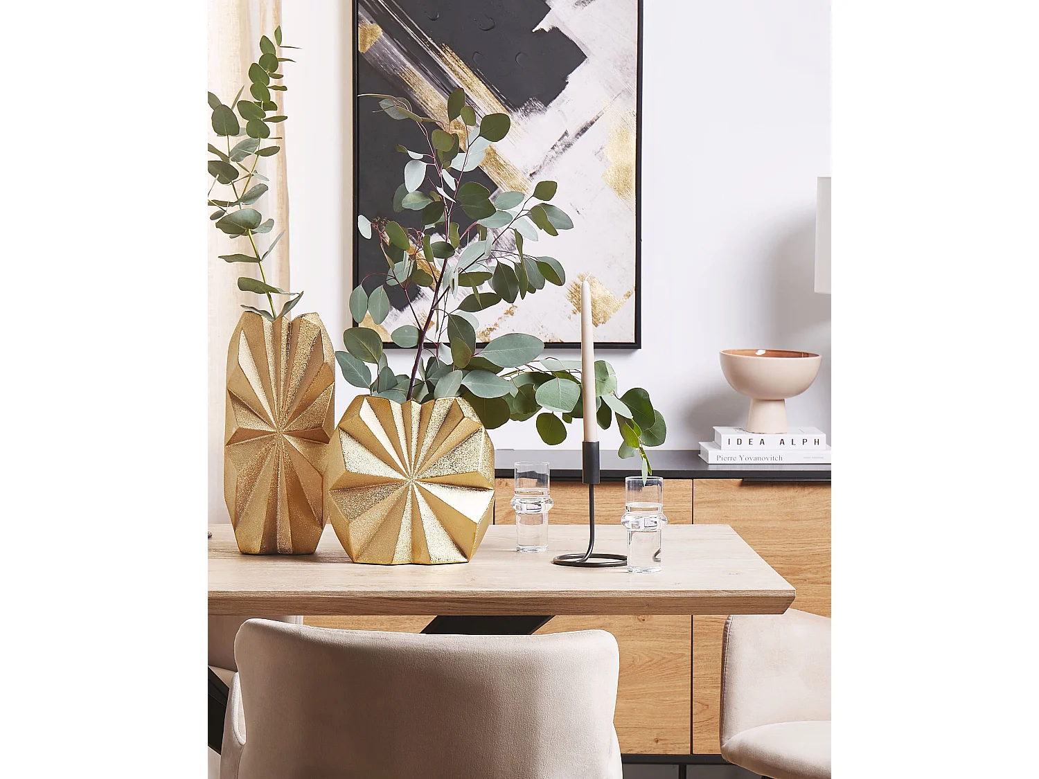 Jarrón decorativo AELIA Cerámica 25 cm Dorado