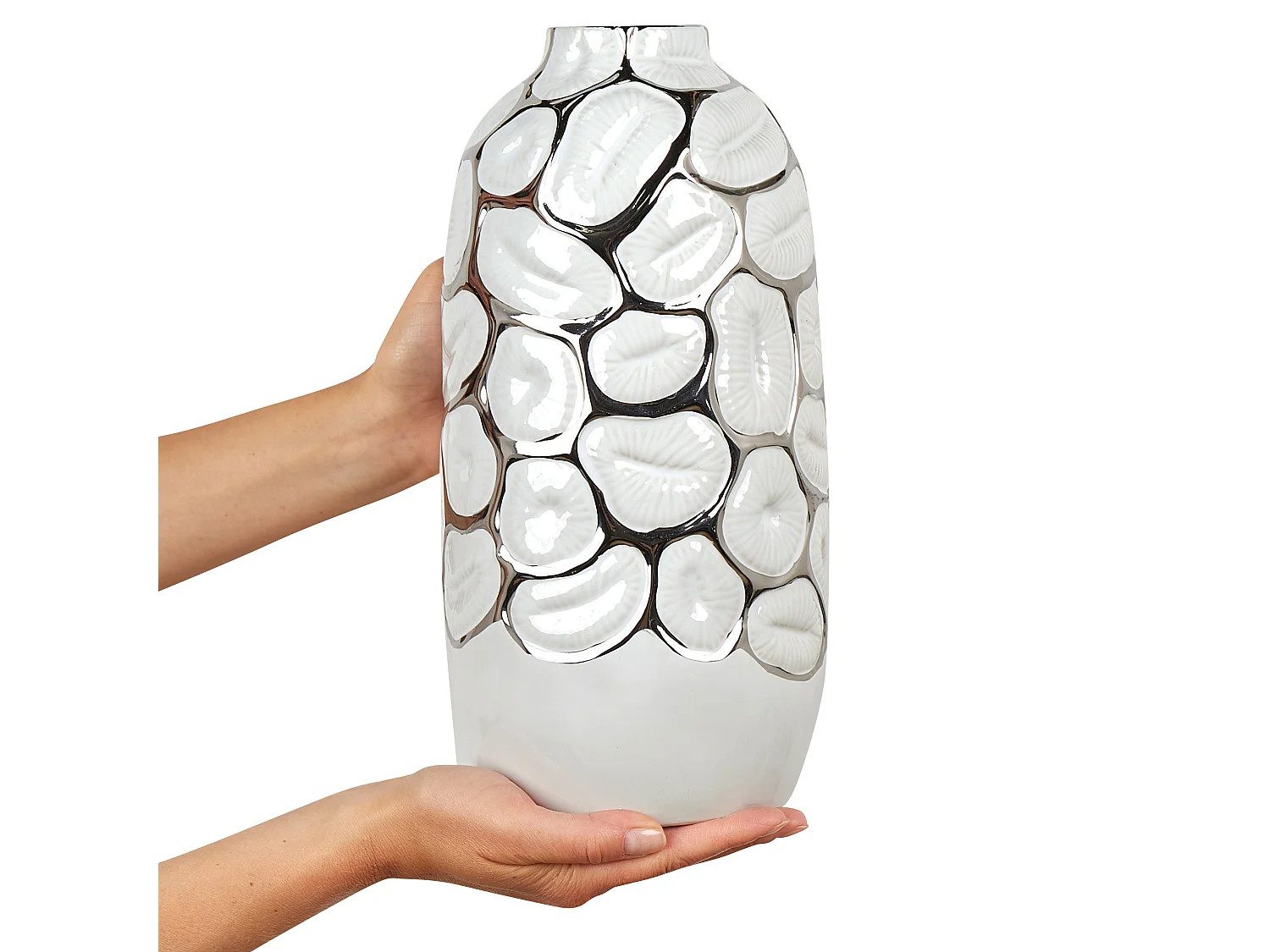 Vase décoratif CENABUM Grès 34 cm Blanc