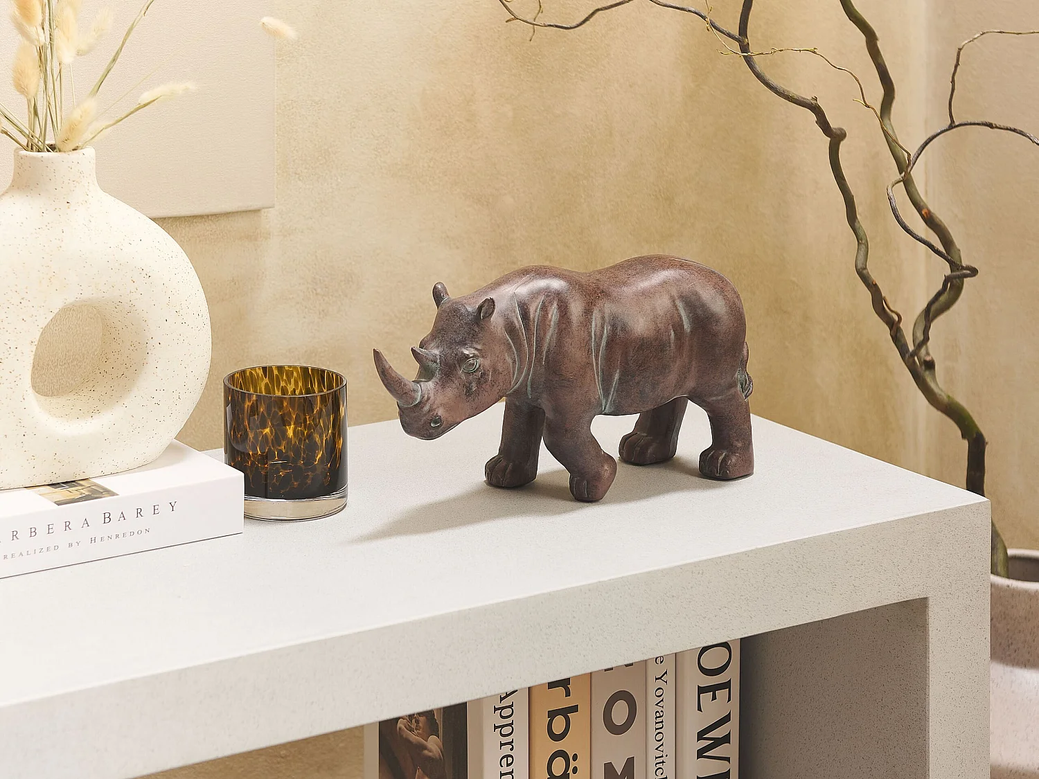 Figurine décorative rhinocéros 17 cm marron GORKHA