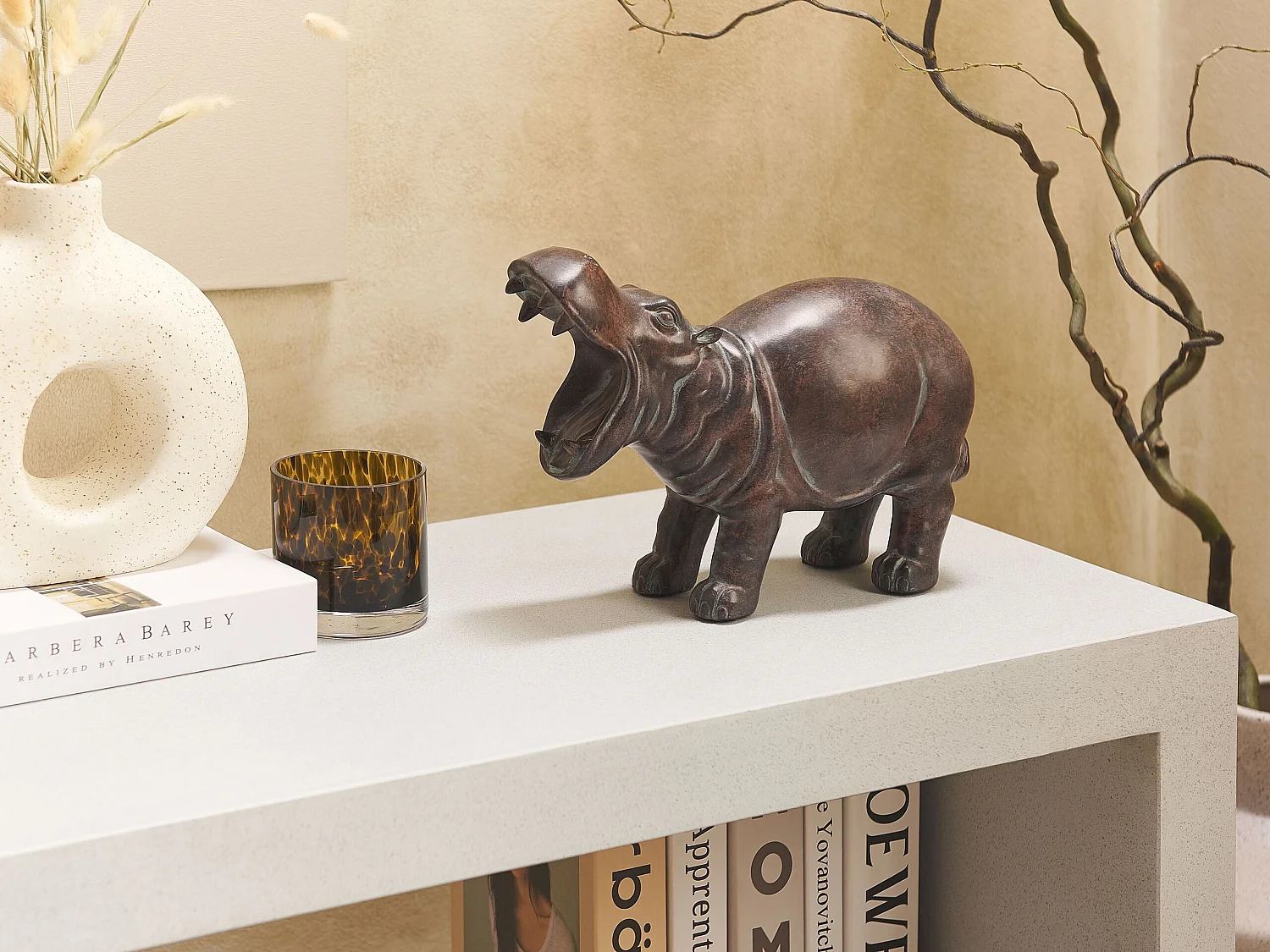 Decoratief beeld nijlpaard bruin BELBARI