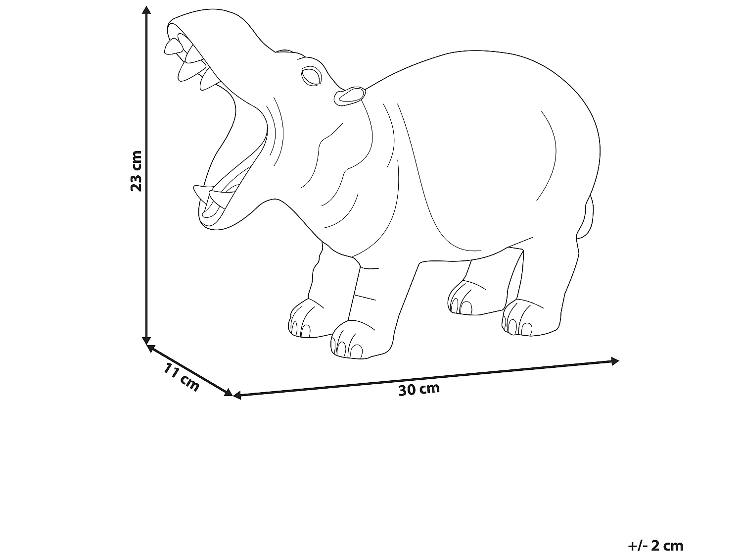 Figurine décorative hippopotame 23 cm marron BELBARI