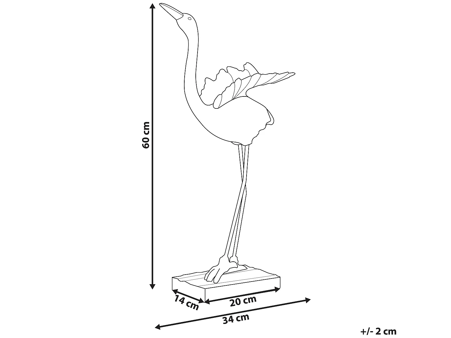 Dekofigur Kunstharz silber Vogelform 60 cm CRANE