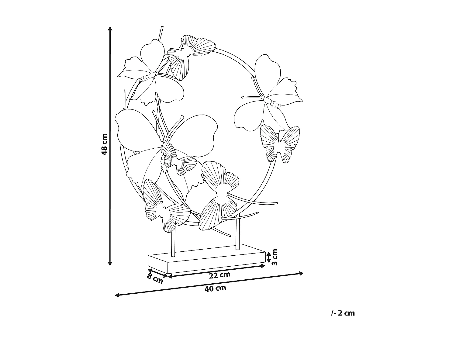 Figura decorativa Mariposa BERYLLIUM Metal Dorado