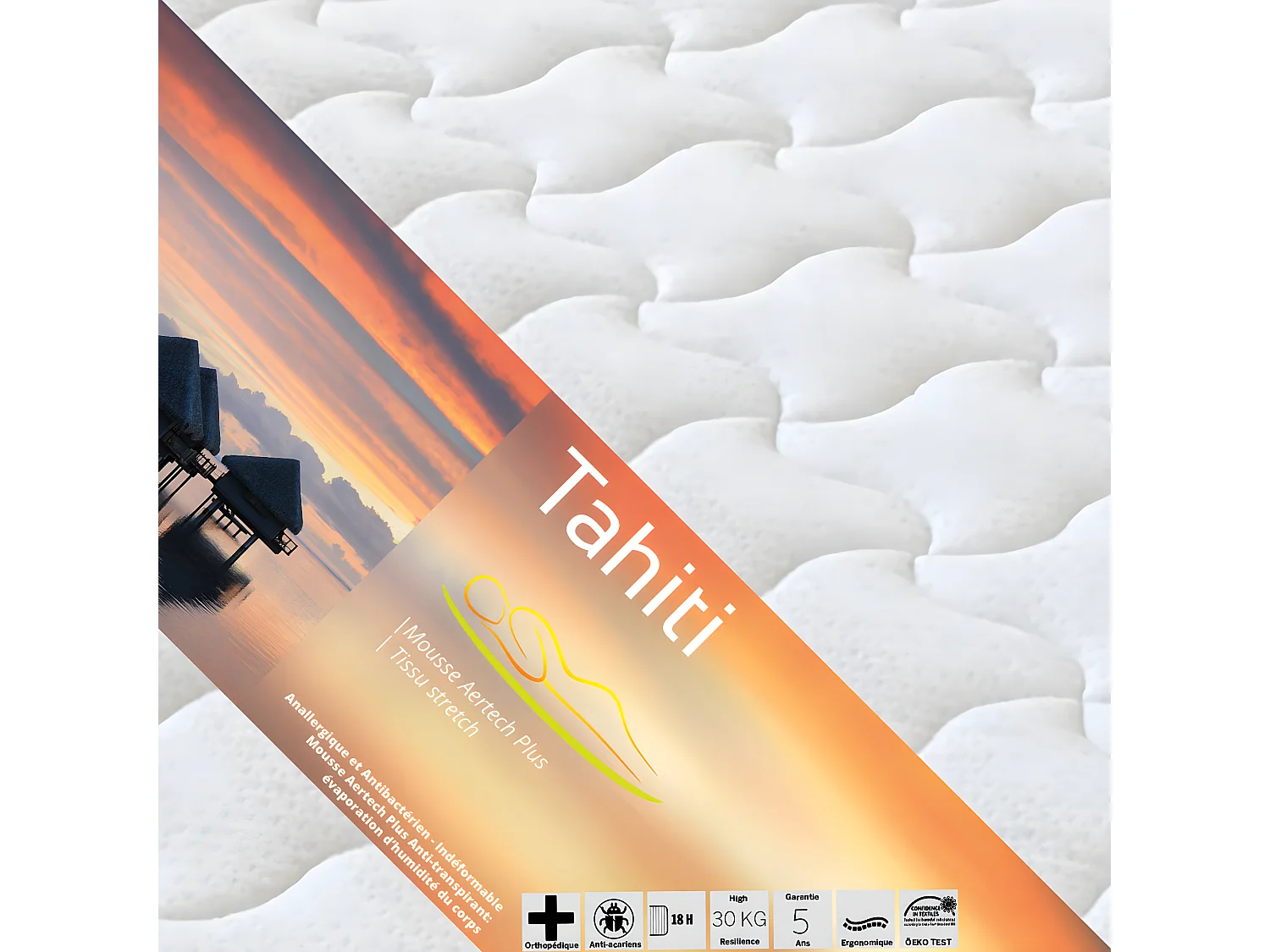 TAHITI - Pack Matelas + AltoZone 90x190 + Pieds