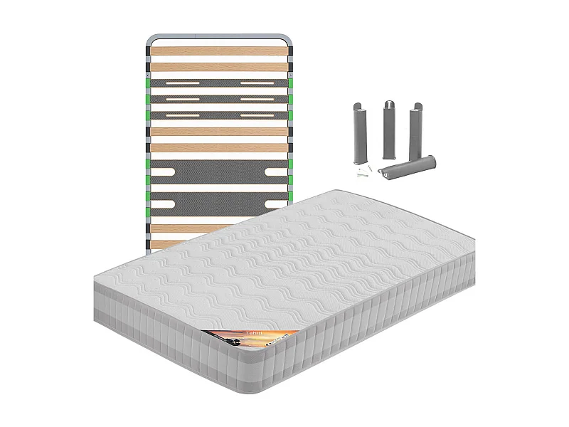TAHITI - Pack Matelas + AltoZone 90x190 + Pieds