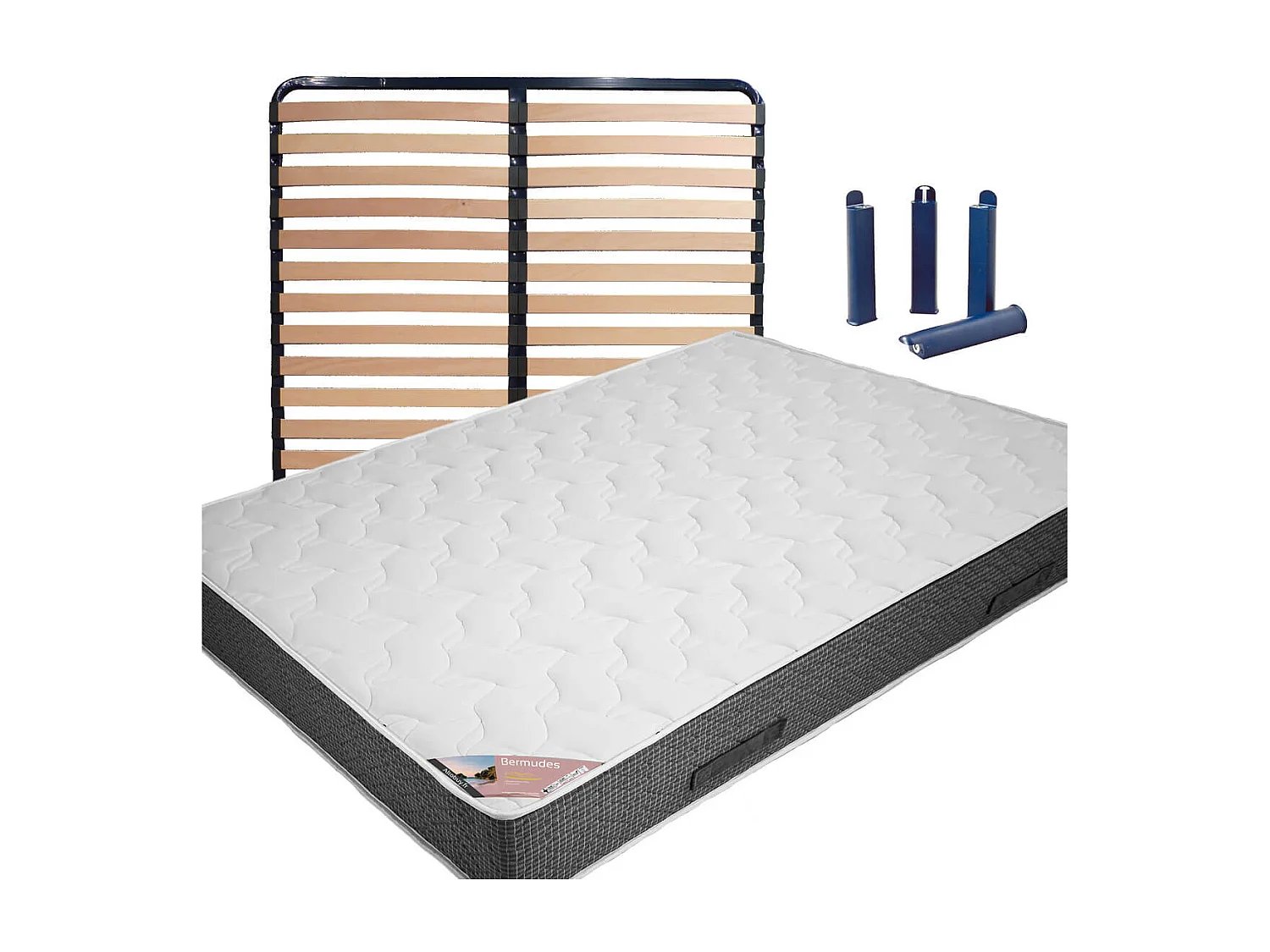 BERMUDES - Pack Matelas + AltoLattes 140x190 + Pieds