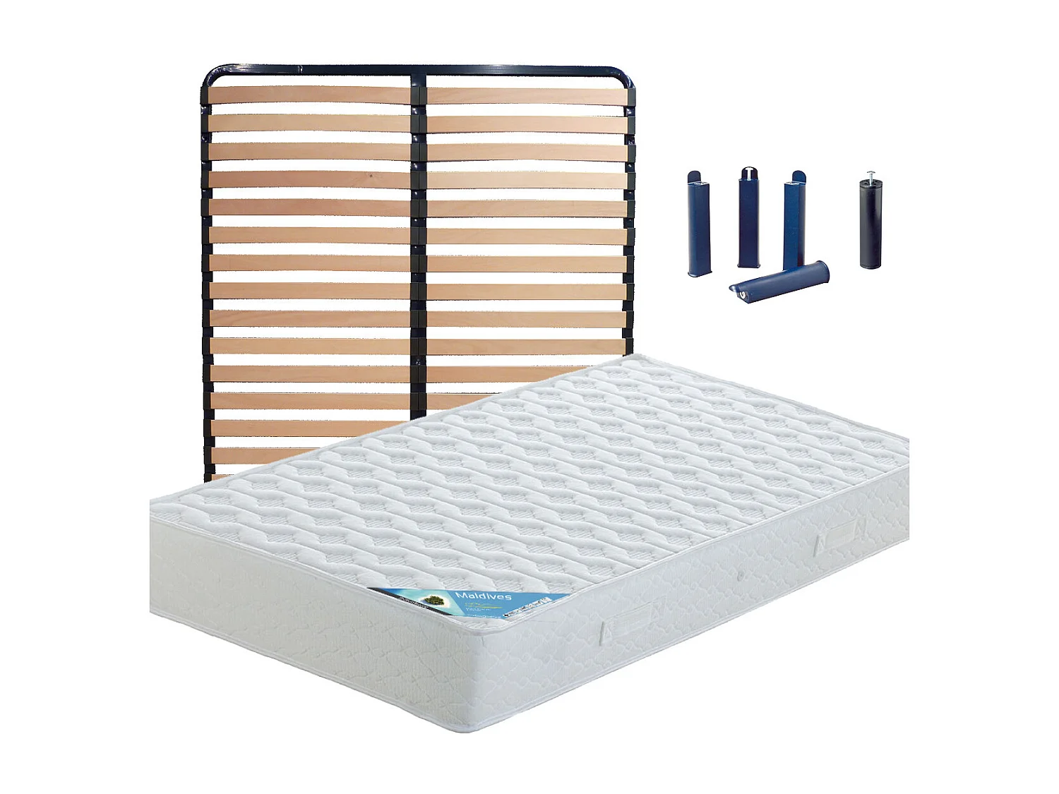 MALDIVES - Pack Matelas + Lattes 160x200 + Pieds